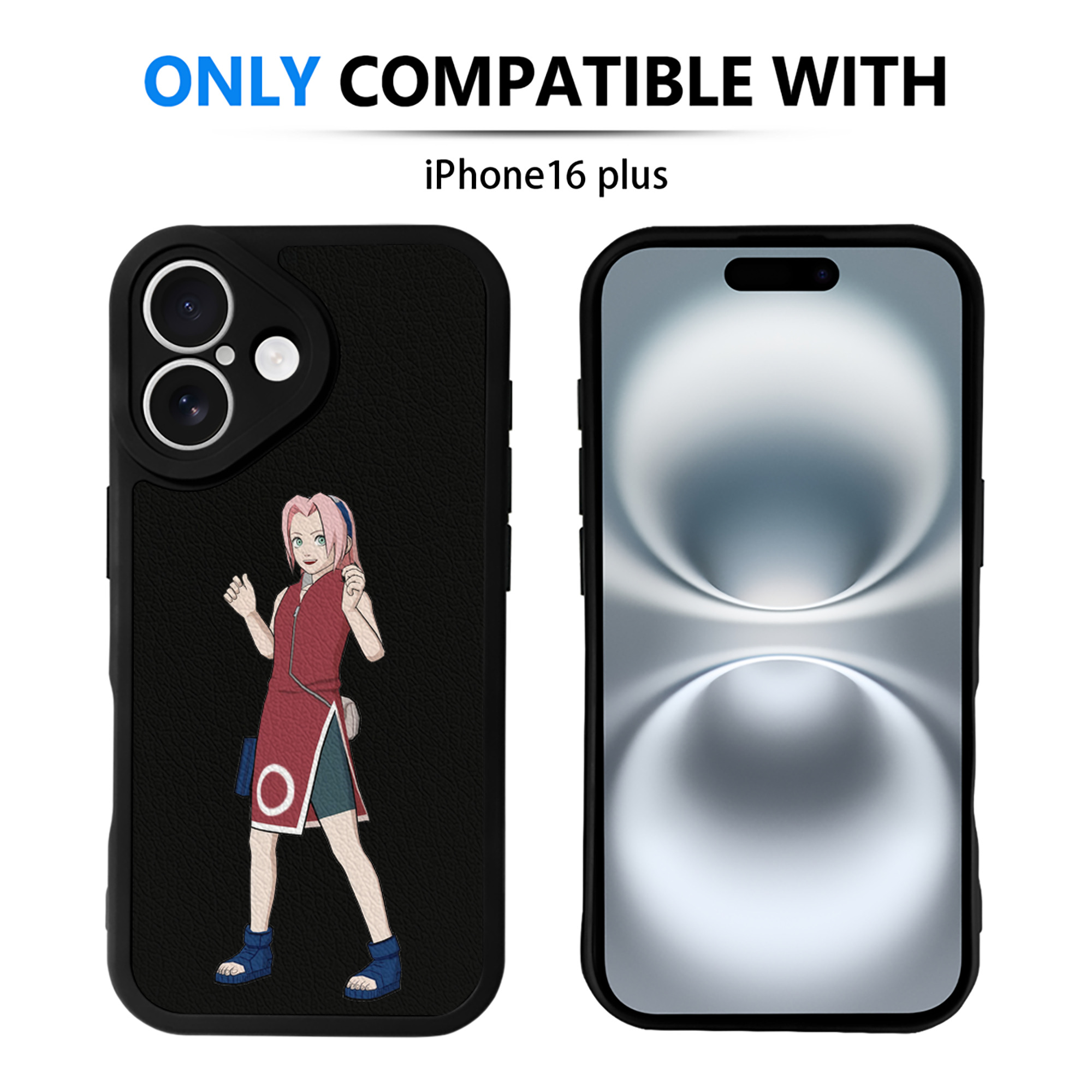 （画像用） NARUTO -ナルト- 春野サクラ Haruno Sakura 【iPhone 16シリーズ対応】シリコンスマホケース（レザー調） 材質：シリコン